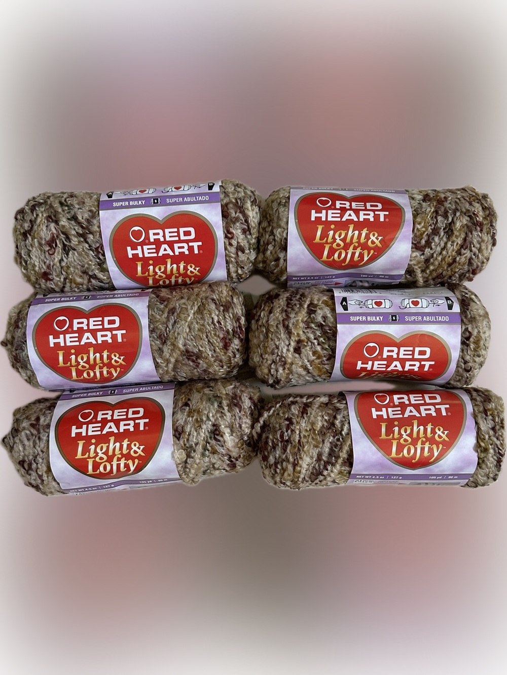 🆕 (6 Skeins) Red Heart Light & Lofty Super Bulky Yarn in Pheasant (multi) NWT